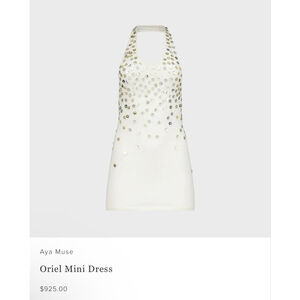 NWT Aya Muse Oriel Mini Dress Cream Silver M Cashmere Blend